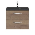 Тумба с раковиной подвесная BelBagno AURORA 70 Rovere Tabacco, раковина чёрная 8.1135.192160.0270OP;AURORA-700-2C-SO-RT;BB700/450-LV-ART-AST-NERO