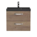 Тумба с раковиной подвесная BelBagno AURORA 60 Rovere Tabacco, раковина чёрная 8.1135.192160.0270OP;AURORA-600-2C-SO-RT;BB600/450-LV-ART-AST-NERO