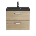 Тумба с раковиной подвесная BelBagno AURORA 60 Rovere Nebrasca Nature, раковина чёрная 8.1135.192160.0270OP;AURORA-600-2C-SO-RNN;BB600/450-LV-ART-AST-NERO