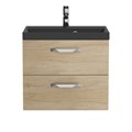 Тумба с раковиной подвесная BelBagno AURORA 60 Rovere Nebrasca Nature, раковина чёрная 8.1135.192160.0270OP;AURORA-600-2C-SO-RNN;BB600/450-LV-ART-AST-NERO