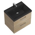 Тумба с раковиной подвесная BelBagno AURORA 60 Rovere Nebrasca Nature, раковина чёрная 8.1135.192160.0270OP;AURORA-600-2C-SO-RNN;BB600/450-LV-ART-AST-NERO