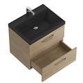 Тумба с раковиной подвесная BelBagno AURORA 60 Rovere Nebrasca Nature, раковина чёрная 8.1135.192160.0270OP;AURORA-600-2C-SO-RNN;BB600/450-LV-ART-AST-NERO
