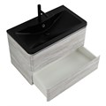 Тумба с раковиной подвесная BelBagno ALBANO 80 Rovere Vintage Bianco, раковина чёрная ALBANO-800-2C-SO-RVB;BB800/455-LV-ART-ALR-NERO