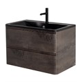 Тумба с раковиной подвесная BelBagno ALBANO 80 Rovere Nature Grigio, раковина чёрная ALBANO-800-2C-SO-RNG;BB800/455-LV-ART-ALR-NERO