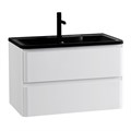 Тумба с раковиной подвесная BelBagno ALBANO 80 Bianco Lucido, раковина чёрная ALBANO-800-2C-SO-BL;BB800/455-LV-ART-ALR-NERO