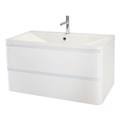 Тумба с раковиной подвесная BelBagno ALBANO 80 Bianco Lucido, раковина белая ALBANO-800-2C-SO-BL;BB800/455-LV-MR-ALR