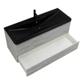 Тумба с раковиной подвесная BelBagno ALBANO 120 Rovere Vintage Bianco, раковина чёрная ALBANO-1200-2C-SO-RVB;BB1200/455-LV-ART-ALR-NERO