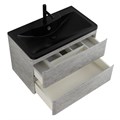 Тумба с раковиной подвесная BelBagno ALBANO 100 Cemento Verona Grigio, раковина чёрная ALBANO-1000-2C-SO-CVG;BB1000/455-LV-ART-ALR-NERO