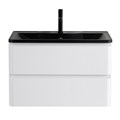 Тумба с раковиной подвесная BelBagno ALBANO 100 Bianco Lucido, раковина чёрная ALBANO-1000-2C-SO-BL;BB1000/455-LV-ART-ALR-NERO