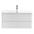Тумба с раковиной подвесная BelBagno ALBANO 100 Bianco Lucido, раковина белая ALBANO-1000-2C-SO-BL;BB1000/455-LV-MR-ALR