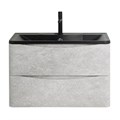 Тумба с раковиной подвесная BelBagno ACQUA 100 Cemento Verona Grigio, раковина чёрная ACQUA-1000-2C-SO-CVG;BB1000/455-LV-ART-ALR-NERO