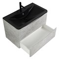 Тумба с раковиной подвесная BelBagno ACQUA 100 Cemento Verona Grigio, раковина чёрная ACQUA-1000-2C-SO-CVG;BB1000/455-LV-ART-ALR-NERO