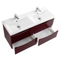 Тумба с раковиной на две чаши четырьмя ящиками подвесная BelBagno MARINO-CER 120 Bordo Lucido, раковина белая MARINO-CER-1200-4C-SO-2-BRDL-P