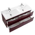 Тумба с раковиной на две чаши четырьмя ящиками подвесная BelBagno MARINO-CER 120 Bordo Lucido, раковина белая MARINO-CER-1200-4C-SO-2-BRDL-P