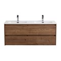 Тумба с раковиной на две чаши подвесная BelBagno KRAFT 120 Rovere Tabacco , раковина белая KRAFT-1200-2C-SO-2-RT;BB1200-2-ETL