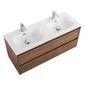Тумба с раковиной на две чаши подвесная BelBagno KRAFT 120 Rovere Tabacco , раковина белая KRAFT-1200-2C-SO-2-RT;BB1200-2-ETL