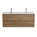 Тумба с раковиной на две чаши подвесная BelBagno KRAFT 120 Rovere Nebrasca Nature , раковина белая KRAFT-1200-2C-SO-2-RNN;BB1200-2-ETL