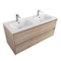 Тумба с раковиной на две чаши подвесная BelBagno KRAFT 120 Rovere Galifax Bianco , раковина белая KRAFT-1200-2C-SO-2-RGB;BB1200-2-ETL