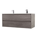 Тумба с раковиной на две чаши подвесная BelBagno KRAFT 120 Cemento Grigio , раковина белая KRAFT-1200-2C-SO-2-CG;BB1200-2-ETL