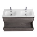 Тумба с раковиной на две чаши подвесная BelBagno KRAFT 120 Cemento Grigio , раковина белая KRAFT-1200-2C-SO-2-CG;BB1200-2-ETL