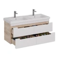 Тумба Lemark OLIVIA 125 см под 2 раковины, подвесная,4 ящика, цвет корпуса: Дуб кантри, цвет фасада: LM08OL125T