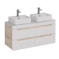 Тумба Lemark OLIVIA 125 см под 2 раковины, подвесная,4 ящика, цвет корпуса: Дуб кантри, цвет фасада: LM08OL125T
