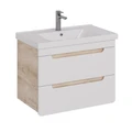 Тумба Lemark OLIVIA 80 см под 1 раковину, подвесная, 2 ящика, цвет корпуса: Дуб кантри, цвет фасада: LM08OL80T