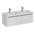 Тумба Lemark BUNO MINI 125 см под 2 раковины, подвесная, 2 ящика, цвет планки: Серый, цвет корпуса, LM05BM125T