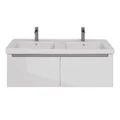Тумба Lemark BUNO MINI 125 см под 2 раковины, подвесная, 2 ящика, цвет планки: Серый, цвет корпуса, LM05BM125T