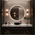 Димион - Зеркало круглое 600х45 c LED диммером, подогревом, сенсорный выключатель, матовый серый 2700k-4000k-6500k (11Вт) АZ-LED010525 АZ-LED010525
