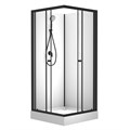 Душевая кабина Loranto NEO 100x100x(190+15) c низким поддоном 15см, прозрачное закаленное стекло 5 мм,задние стеклянные стенки белые, профиль черный-матовый (CS-21801-100) CS-21801-100