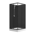 Душевая кабина Loranto NEO 90x90x(190+15) с низким поддоном 15см, прозрачное закаленное стекло 5 мм, задние стеклянные стенки черные, профиль черный-матовый (CS-21801BP) CS-21801-BP