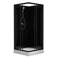 Душевая кабина Loranto NEO 90x90x(190+15) с низким поддоном 15см, прозрачное закаленное стекло 5 мм, задние стеклянные стенки черные, профиль черный-матовый (CS-21801BP) CS-21801-BP