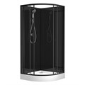 Душевая кабина Loranto NEO 90x90x(190+15) c низким поддоном 15см, прозрачное закаленное стекло 5 мм, задние стеклянные стенки черные, профиль черный-матовый (CS-21800BP) CS-21800-BP