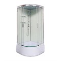 Душевая кабина Loranto NEO 90x90x(170+38) с высоким поддоном 38см, прозрачное закаленное стекло 4 мм, задние стеклянные стенки белые, с двумя полками, профиль серебро (CS-22011) CS-22011
