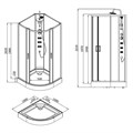 Душевая кабина Loranto NEO 100x100x(190+15) с низким поддоном 15см, прозрачное закаленное стекло 5 мм, задние стеклянные стенки белые, профиль черный-матовый (CS-21811-100) CS-21811-100