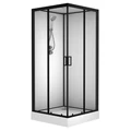 Душевая кабина Loranto NEO 90x90x(190+15) с низким поддоном 15см, прозрачное закаленное стекло 5 мм, задние стеклянные стенки белые, профиль черный-матовый (CS-22110) CS-22110