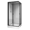 Душевая кабина Loranto NEO 90x90x(190+15) с низким поддоном 15см, прозрачное закаленное стекло 5 мм, задние стеклянные стенки белые, профиль черный-матовый (CS-22110) CS-22110