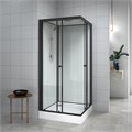 Душевая кабина Loranto NEO 90x90x(190+15) с низким поддоном 15см, прозрачное закаленное стекло 5 мм, задние стеклянные стенки белые, профиль черный-матовый (CS-22110) CS-22110