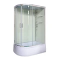 Душевая кабина Loranto NEO 120x80x(170+38) правая, с высоким поддоном 38см, прозрачное закаленное стекло 4 мм, задние стеклянные стенки белые, с двумя полками, цвет профиля серебро (CS-22012R) CS-22012 R