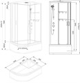 Душевая кабина Loranto NEO 120x80x(170+38) правая, с высоким поддоном 38см, прозрачное закаленное стекло 4 мм, задние стеклянные стенки белые, с двумя полками, цвет профиля серебро (CS-22012R) CS-22012 R