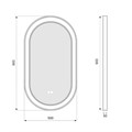 Джоли - Зеркало овальное 500х900х50 c LED диммером, подогревом, сенсорный выключатель, матовый серый 2700k-4000k-6500k (12Вт) АZ-LED012725 АZ-LED012725