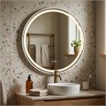 Брэд - Зеркало круглое 600*30 c LED диммером, подогревом, сенсорный выключатель, матовый белый 2700k-4000k-6500k (9Вт) АZ-LED012425 АZ-LED012425