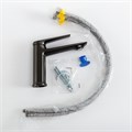 LINER-LS-GM-W0 Смеситель для раковины однорычажный, без донного клапана, исполнение оружейная сталь LINER-LS-GM-W0