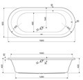 Акриловая ванна CEZARES METAURO-Central-180-80-40-W-MATT, 180x80x40 METAURO-Central-180-80-40-W-MATT
