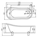 Акриловая ванна BelBagno BB04 с ножками и сливом-переливом 01409967737