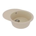 Кухонная мойка Lemark LACHA 620 врезная овальная с крылом из кварцгранита, Бежевый 9910050