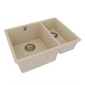 Кухонная мойка Lemark SINARA 550.2-U подстольного монтажа с доп.чашей из кварцгранита, Бежевый 9910080