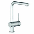 KLUDI-L STEEL/КЛУДИ-ЭЛЬ СТИЛ Однорычажный смеситель для кухни, выдвижной душ, нержавеющая неполированная сталь 45851F877