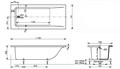 CHARUS Neo Ergonomika White Gloss Ванна 170 х 75, FNC-NEO-170-75 CO,прямая, пристенная, искусственный камень Dolomite, глянцевый белый, с ножками (опорами) в комплекте FNC-NEO-170-75 CO